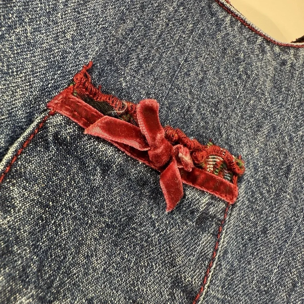 The Children's Place 3-6 Month Denim‎ Jumper Red Plaid Ruffles Fall Christmas